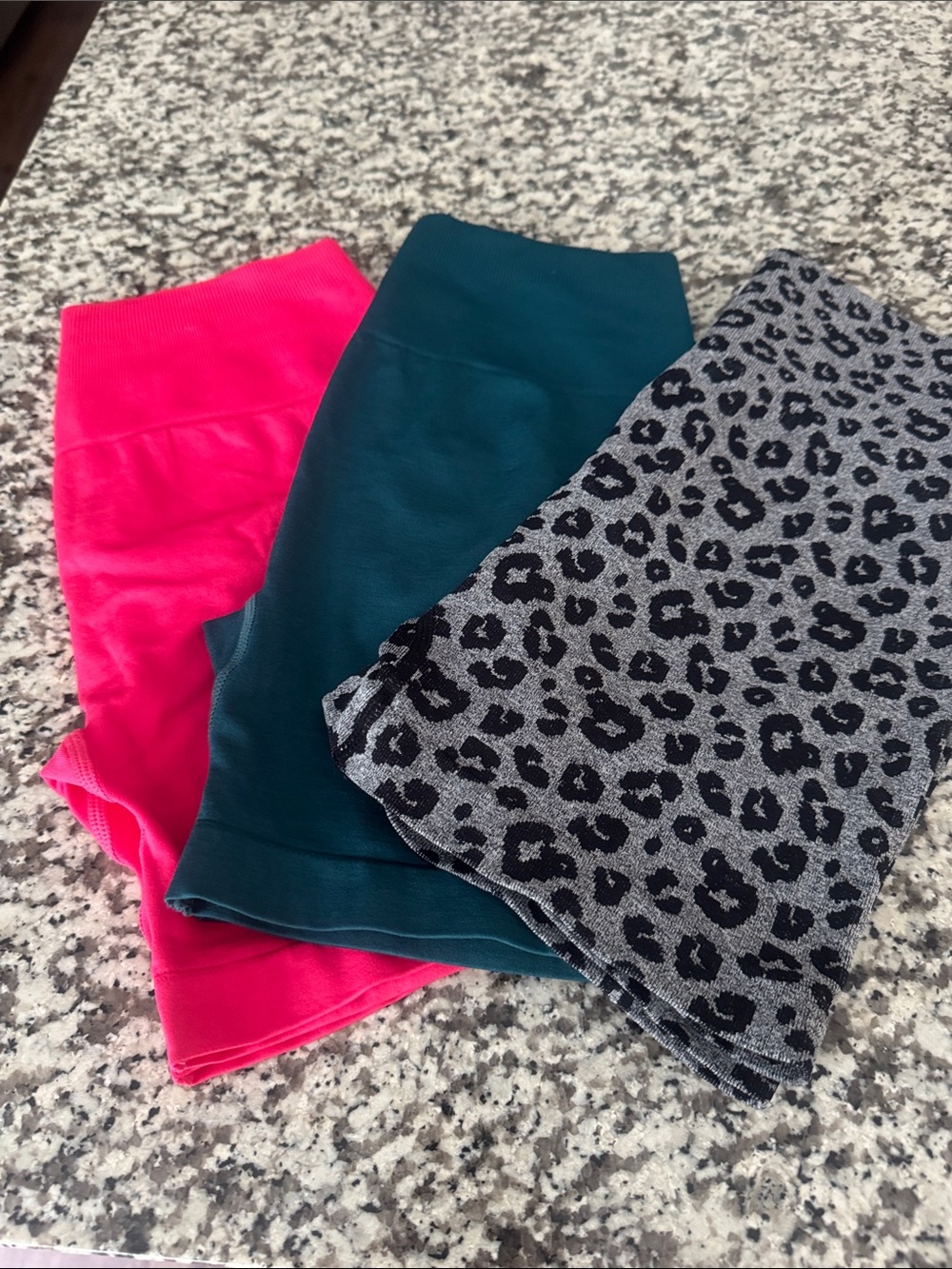 Women’s biker Shorts - Pink, Teal & Gray Leopard